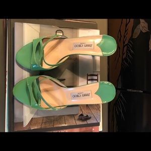 $550 Designer Jimmy Choo Green Kitten Heel Size 10